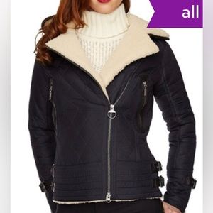 Barbour 'Battalion' Quilted Bomber Jacket with Faux Shearling Trim